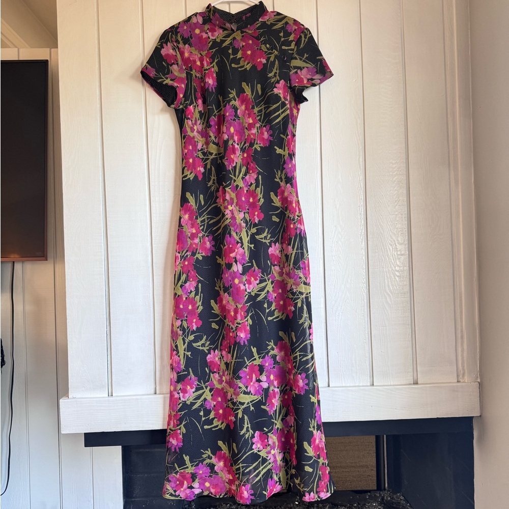 Vintage CDC Floral High Neck Maxi Dress